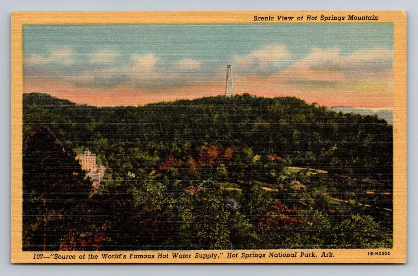 Scenic View of Hot Springs Mountain, Hot Springs National Park, Ark. Postcard