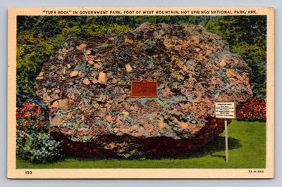 Tufa Rock, Government Park, Foot of West Mountain, Hot Springs, Ark. Postcard