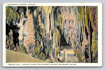 Shenandoah Caverns, Virginia, Cascade Hall, Diamond Cascade Vintage Postcard