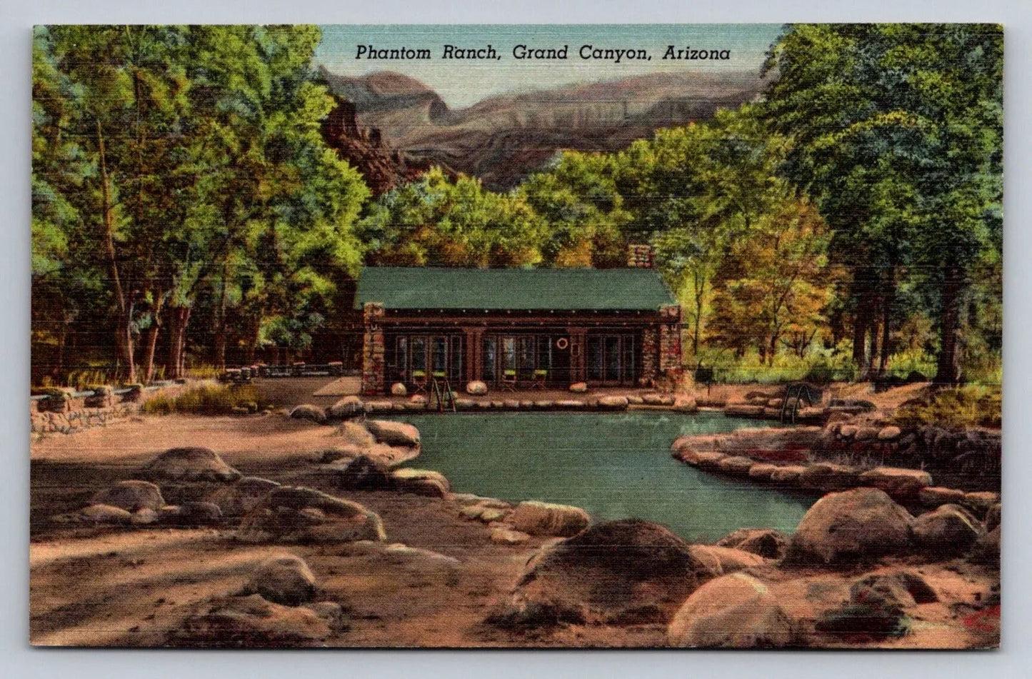 Phantom Ranch, Grand Canyon, Arizona - National Park Vintage Postcard AWESOME