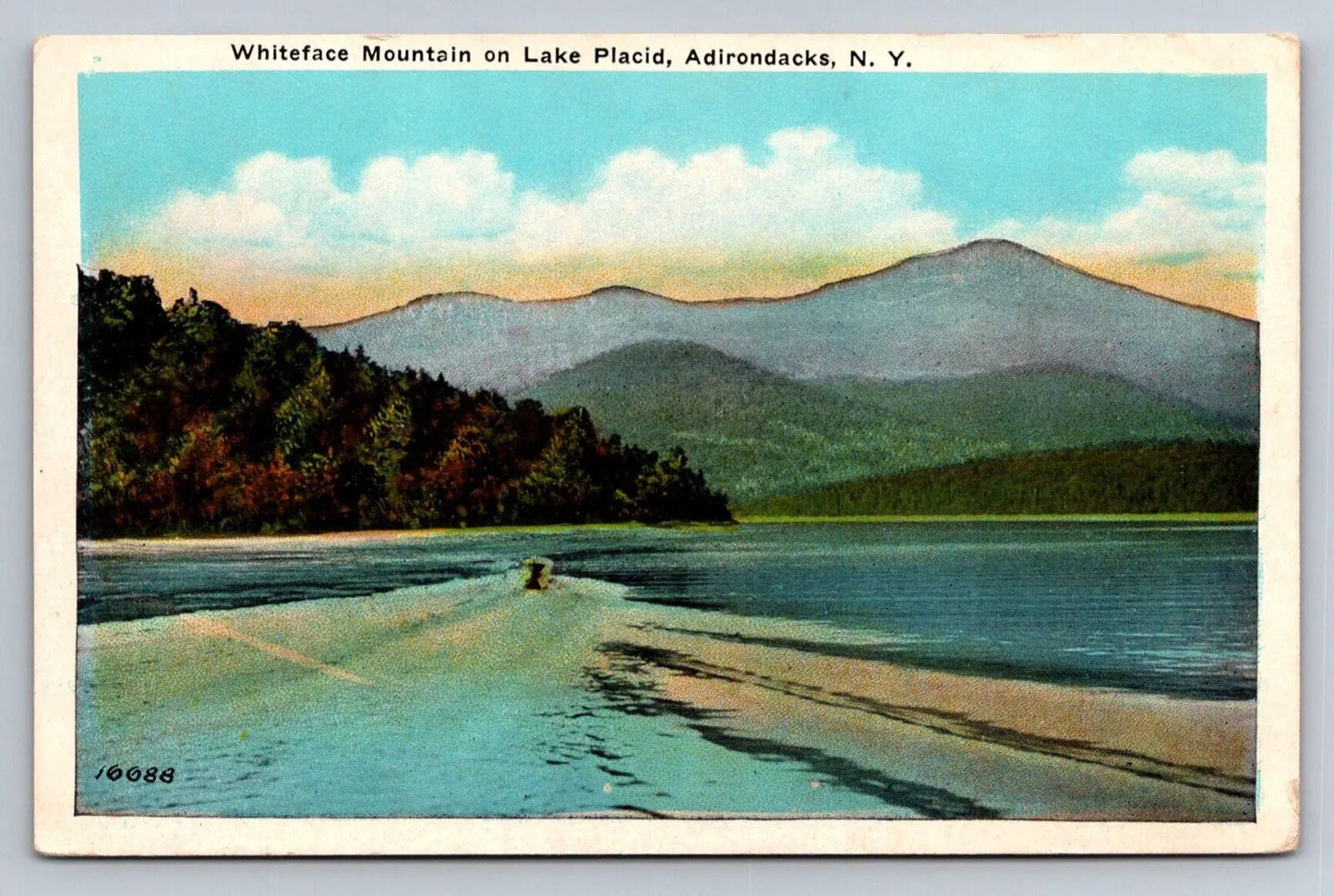 Whiteface Mountain on Lake Placid, Adirondacks, NY (New York) Vintage Postcard