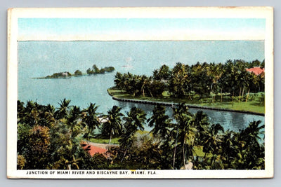 Junction of Miami River and Biscayne Bay, Miami. Fla. (Florida) Vintage Postcard