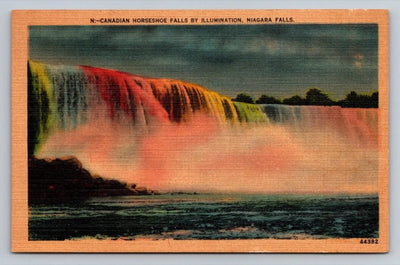 Canadian Horseshoe Falls by Illumination, Niagara Falls Vintage Postcard