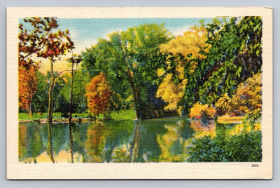 Untitled Fall Colored Trees on Water - Asheville Post Card Co, NC Postcard