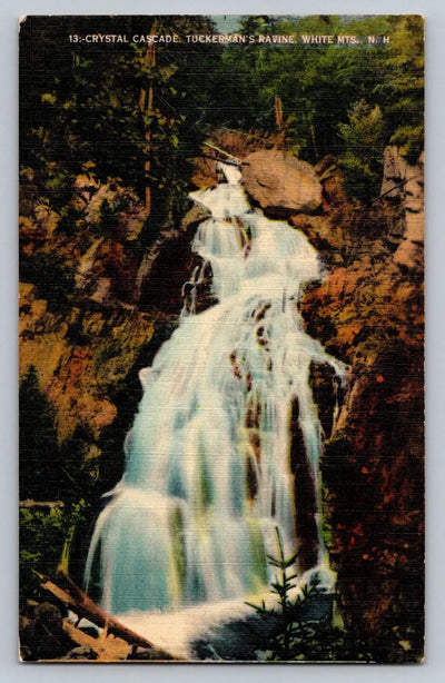 Crystal Cascade, Tuckerman's Ravine, White Mountains, NH Waterfall Postcard