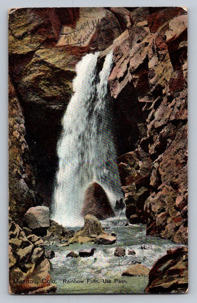 Manitou, Colorado, Rainbow Falls, Ute Pass Waterfall Vintage Postcard