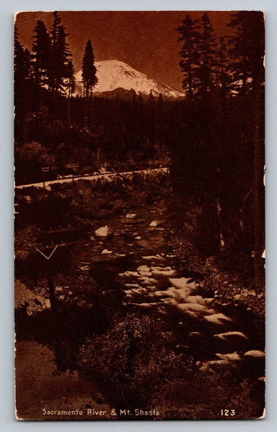 Sacramento River and Mount Shasta, California Vintage Postcard