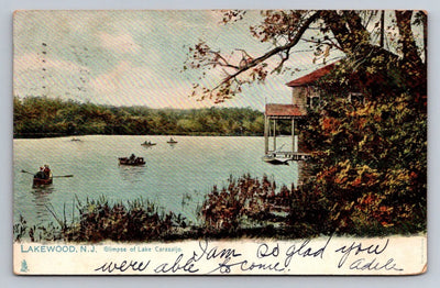 Lakewood, NJ. Glimpse of Lake Carasaljo (New Jersey) Vintage Postcard BEAUTIFUL