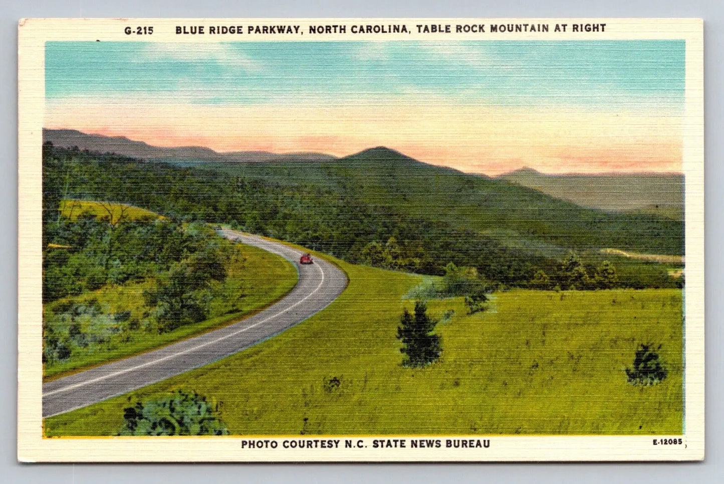 Blue Ridge Parkway, North Carolina, Table Rock Mountain at Right Postcard