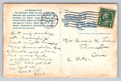 Deerfield River Along the Mohawk Trail, the Berkshire Hills, Roadway Postcard