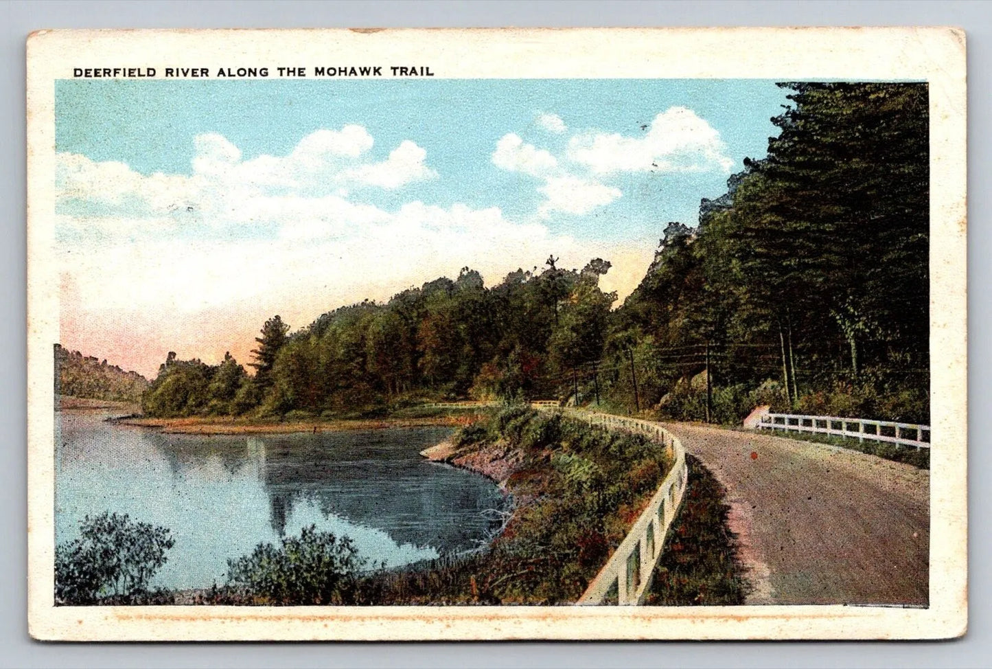 Deerfield River Along the Mohawk Trail, the Berkshire Hills, Roadway Postcard