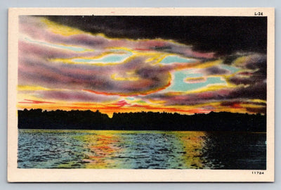 Untitled Vivid Sunset Over Water - L-24, 11724 Asheville Postcard Co Postcard