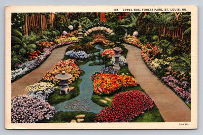 Jewel Box, Forest Park, St. Louis, MO (Missouri) Vintage F. Beau Postcard