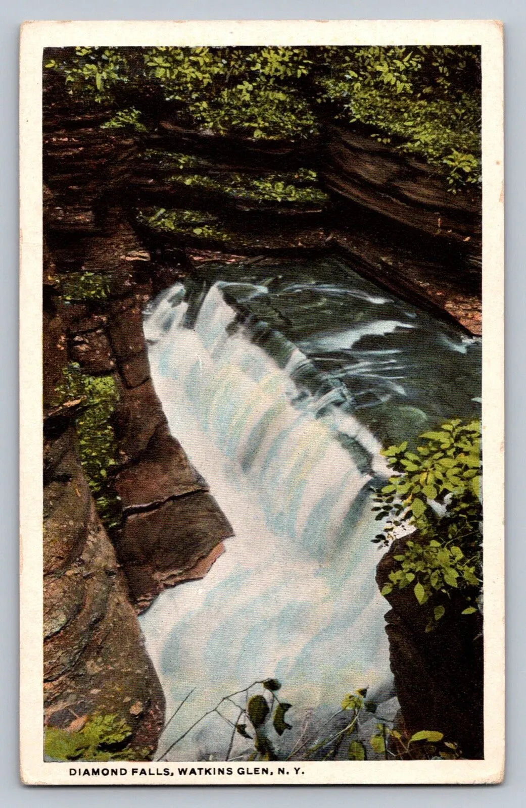 Diamond Falls, Watkins Glen, NY New York Vintage Postcard