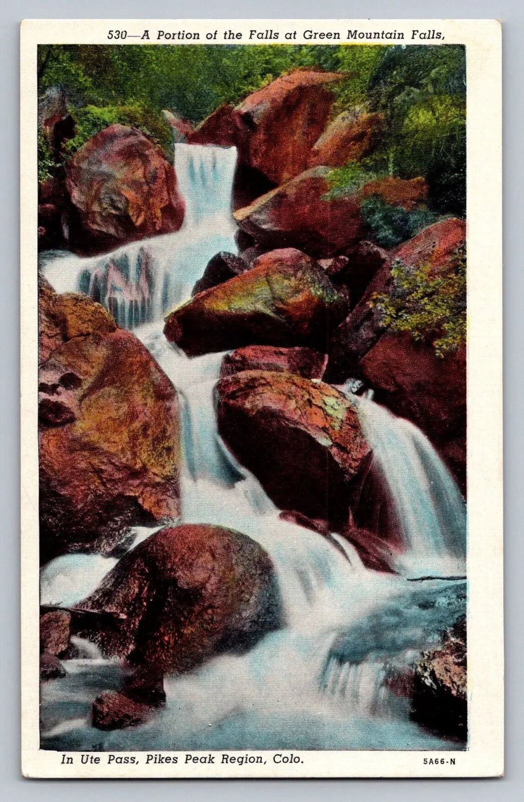 Portion of the Falls at Green Mountain Falls, Pikes Peak, Colorado Postcard