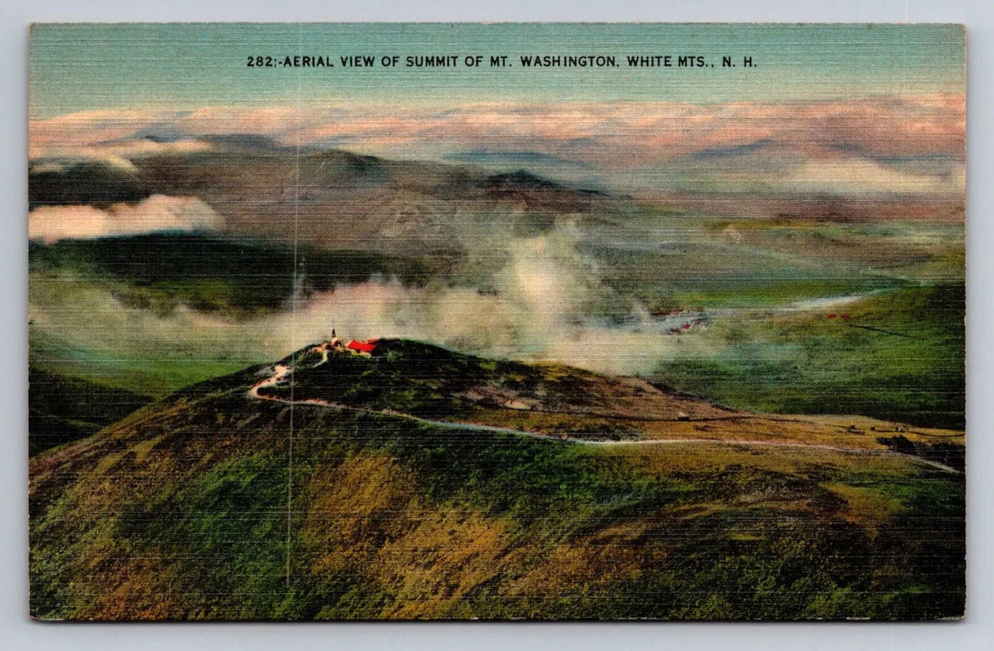 Aerial View of Summit of Mount Washington, White Mountains, NH Vintage Postcard