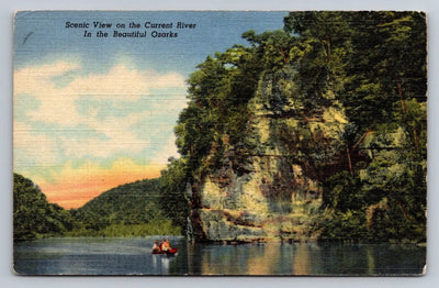 Scenic View on the Current River in the Beautiful Ozarks, Missouri Postcard