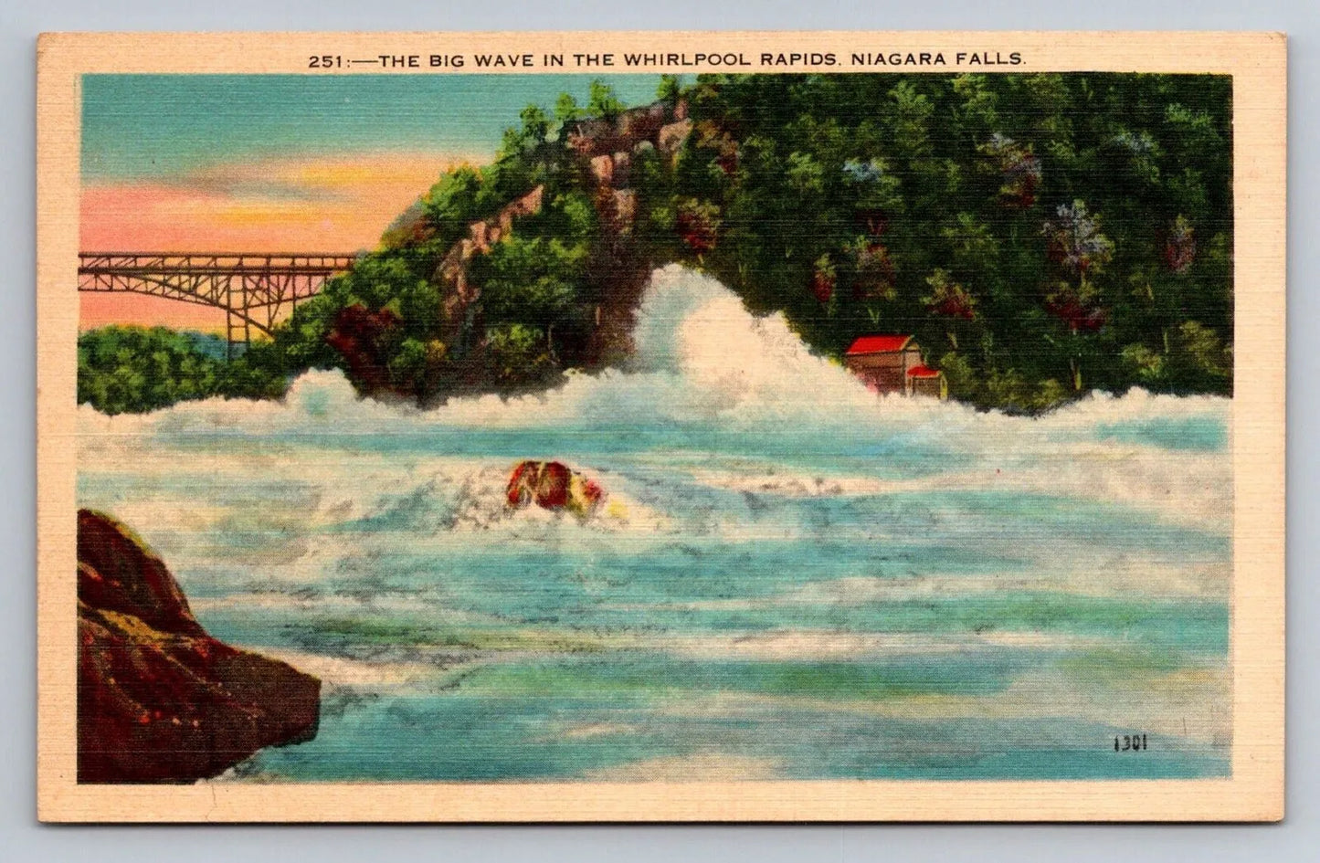 The Big Wave in the Whirlpool Rapids, Niagara Falls, NY (New York) Postcard