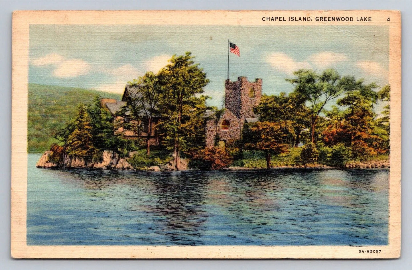 Chapel Island, Greenwood Lake, New York Vintage Postcard