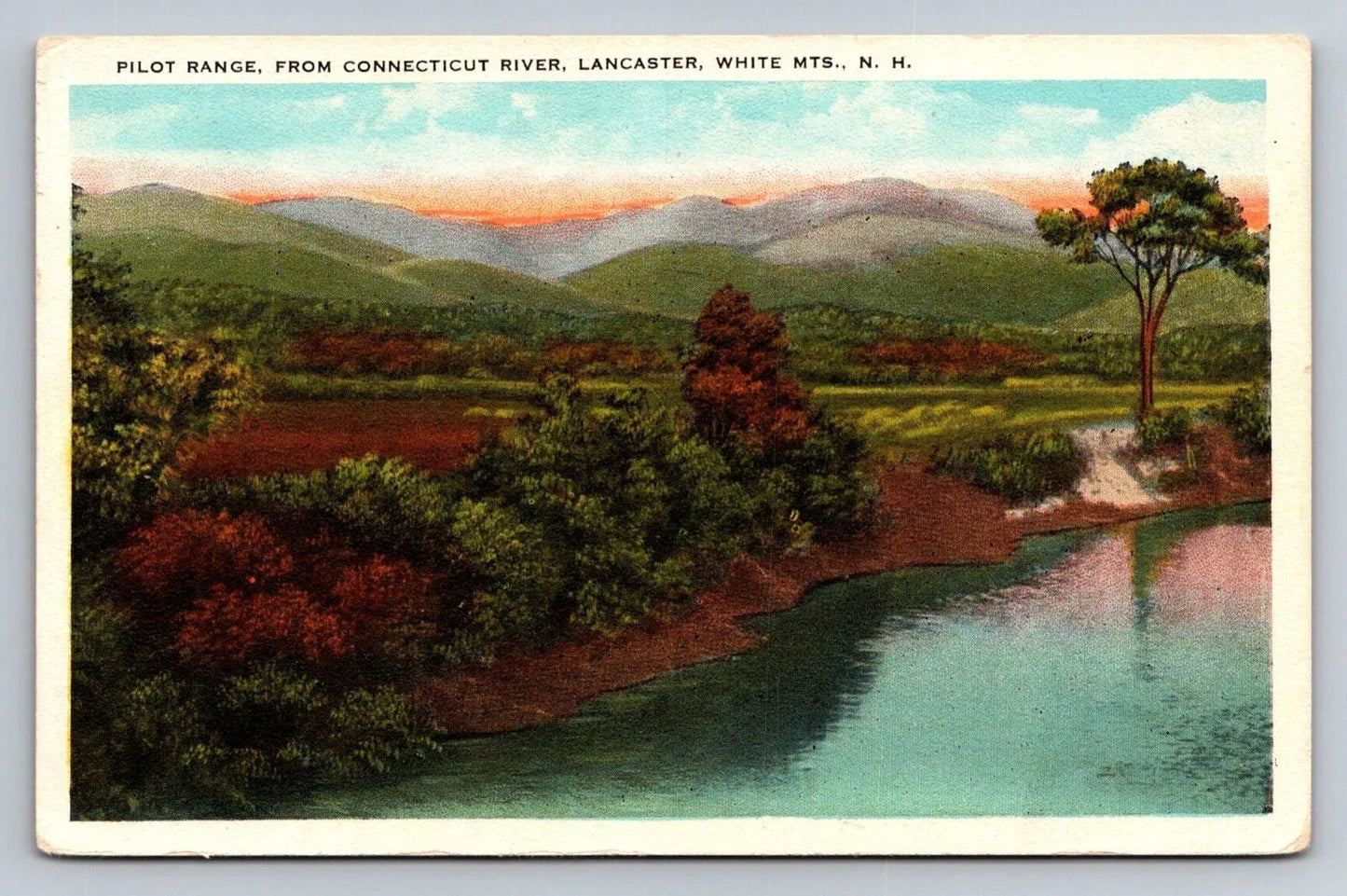 Pilot Range, from Connecticut River, Lancaster, White Mountains, NH Postcard