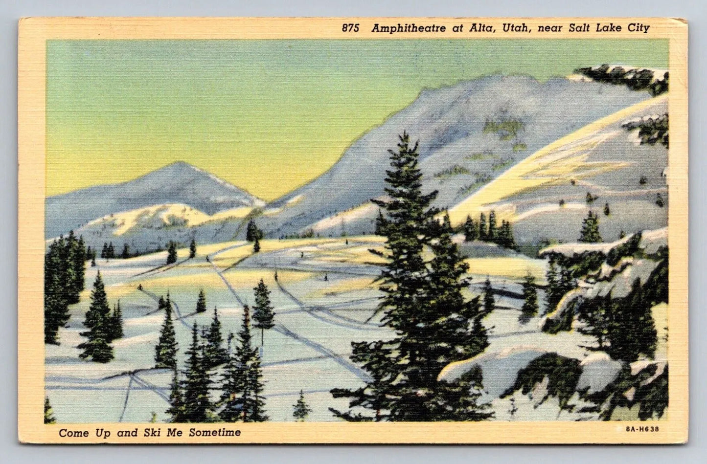 Amphitheatre at Alta, Utah, Near Salt Lake City, Come up and Ski, Utah Postcard