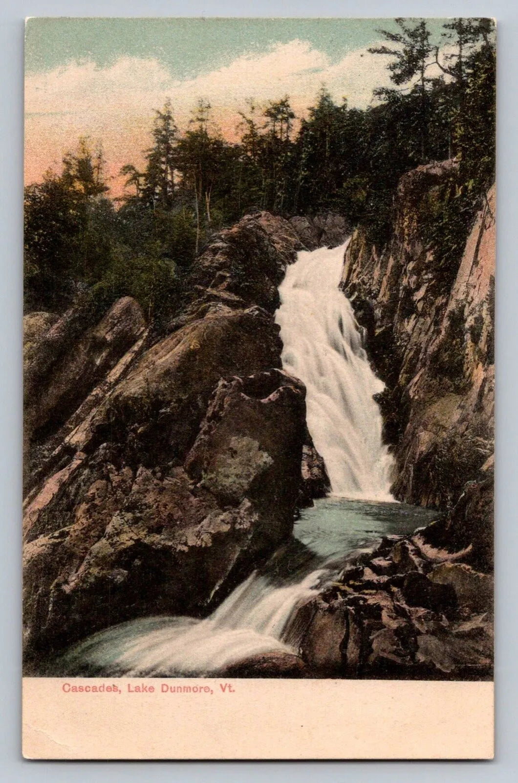 Cascades, Lake Dunmore, VT, Waterfall (Vermont) Vintage G. W. Morris Postcard