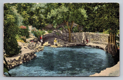 Comal Springs, Landa Park, New Braunfels, Texas Comal River Vintage Postcard