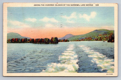 Among the Hundred Islands of the Narrows, Lake George, New York Vintage Postcard