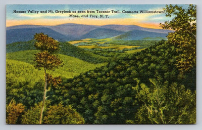 Hoosac Valley and Mount Greylock, Taconic Trail, Williamstown, Troy, NY Postcard