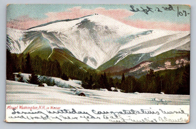 Mount Washington, New Hampshire in Winter Vintage Hugh C. Leighton Co Postcard