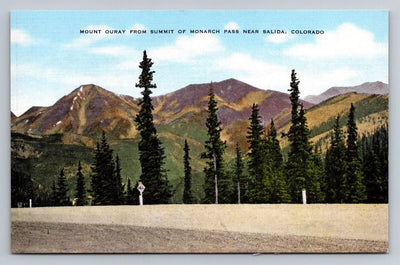 Mount Ouray from Summit of Monarch Pass Near Salida, Colorado Vintage Postcard