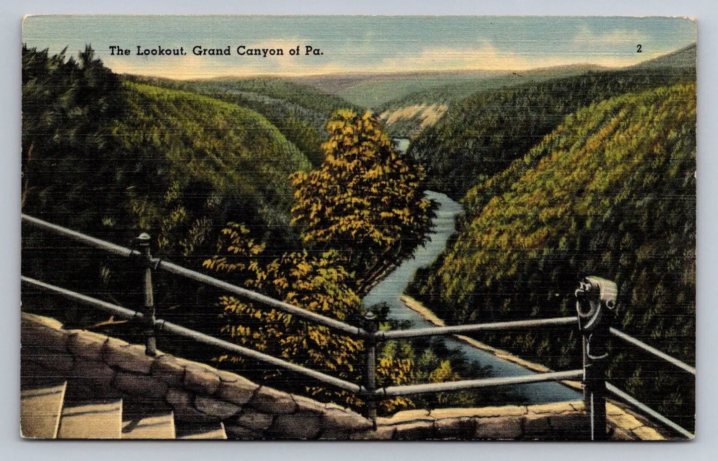 The Lookout, Grand Canyon of PA, River (Pennsylvania) Vintage Postcard