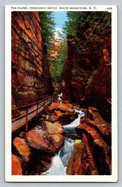 The Flume, Franconia Notch. White Mountains, NH (New Hampshire) Vintage Postcard