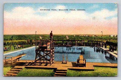 Swimming Pool, Williams Field, Arizona - Diving Boards Vintage Postcard