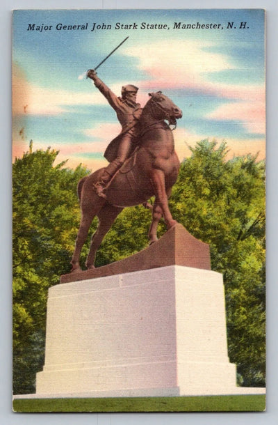 Major General John Stark Statue, Manchester, NH (New Hampshire) Vintage Postcard