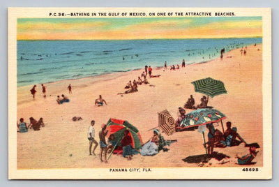 Bathing in the Gulf of Mexico on Attractive Beach, Panama City, Florida Postcard