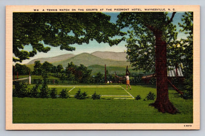 Tennis Match on the Courts at the Piedmont Hotel, Waynesville, NC Postcard