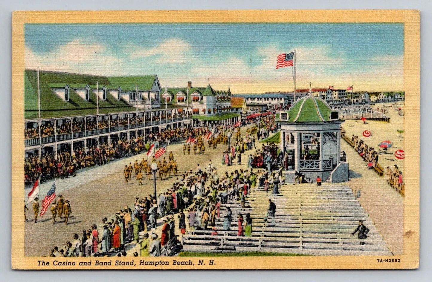 The Casino and Band Stand, Hampton Beach, NH (New Hampshire) Vintage Postcard