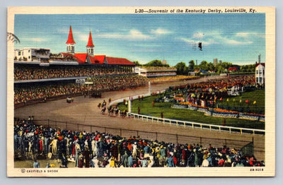 Souvenir of the Kentucky Derby, Louisville, KY. Horse Race Vintage Postcard