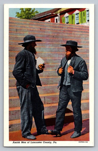 Amish Men of Lancaster County, PA (Pennsylvania) Vintage Postcard - Great!