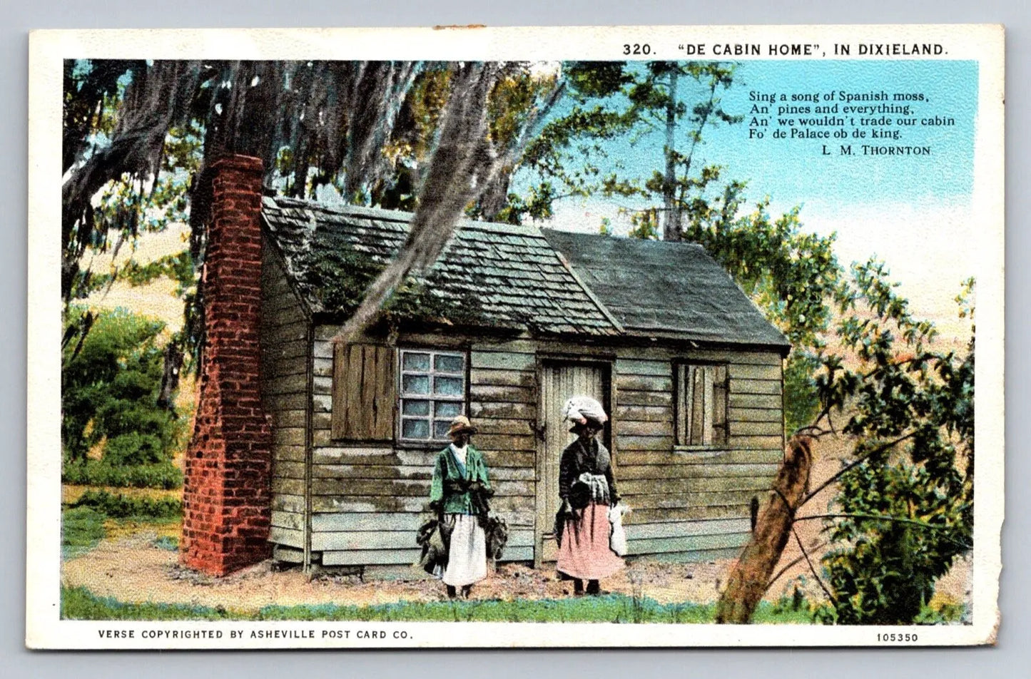 De Cabin Home, in Dixieland - Asheville Post Card Co L. M. Thornton Postcard