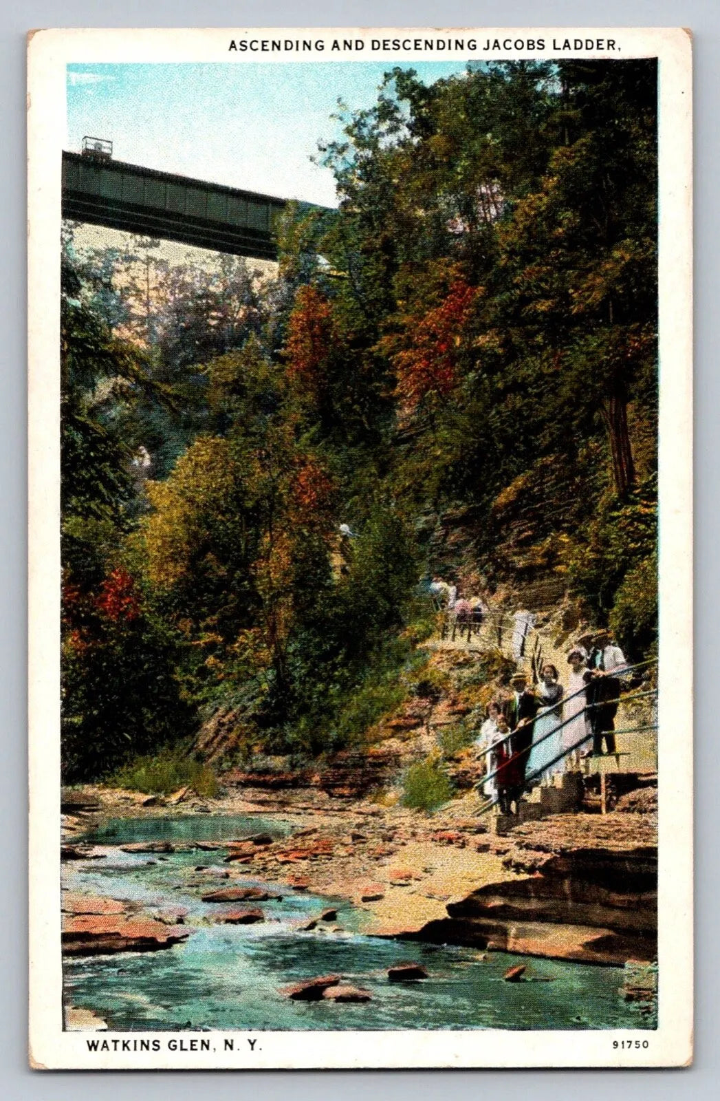 Ascending and Descending Jacobs Ladder, Watkins Glen, NY (New York) Postcard