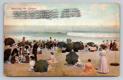 Watching the Bathers, Ocean Grove, New Jersey circa 1910 Vintage Postcard