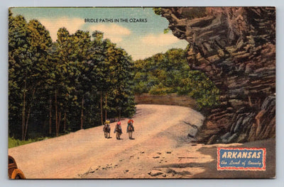 Bridle Paths in the Ozarks, Riders on Horseback (Arkansas) Vintage Postcard