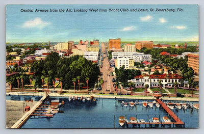 Central Ave from Air, West from Yacht Club, St. Petersburg, Florida Postcard