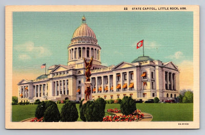 State Capitol, Little Rock, Arkansas Vintage Curt Teich Postcard