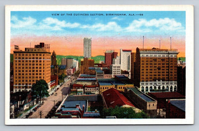 View of the Business Section, Birmingham, Alabama (Downtown) Vintage Postcard