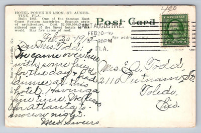 Hotel Ponce de Leon, St. Augustine, Florida - Spanish Style Resort Postcard