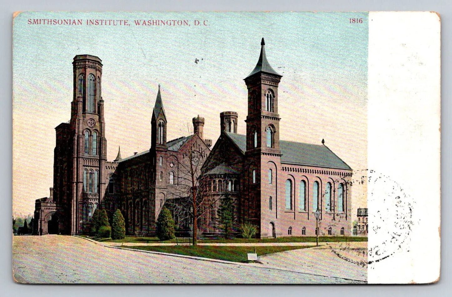 Smithsonian Institute, Washington DC with Rare Stamp Vintage Postcard