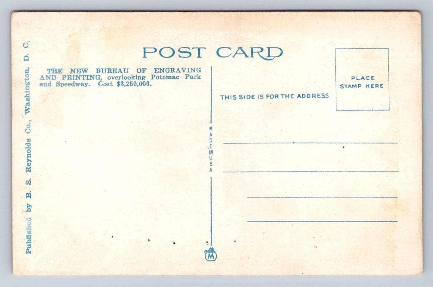 New Bureau of Printing and Engraving, Potomac Park Basin, Washington DC Postcard